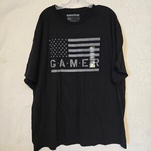 GameStop Gamer American Flag T Shirt Mens 2XL Black Geeknet Casual Tee